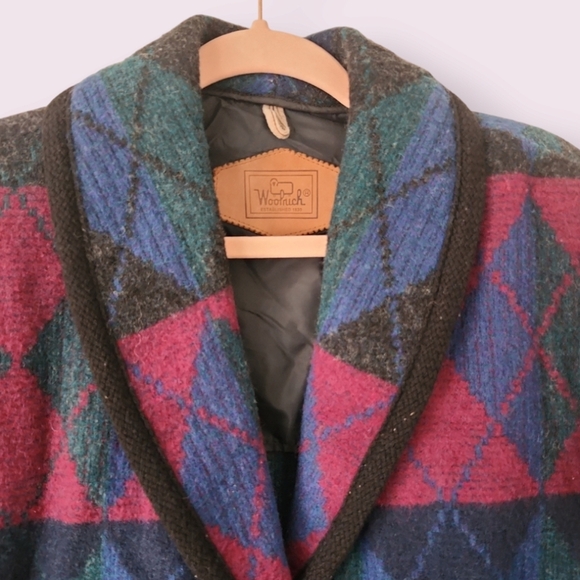 Vintage Woolrich Oversized Argyle Wool Southwestern Jacket Size M - Picture 2 of 10